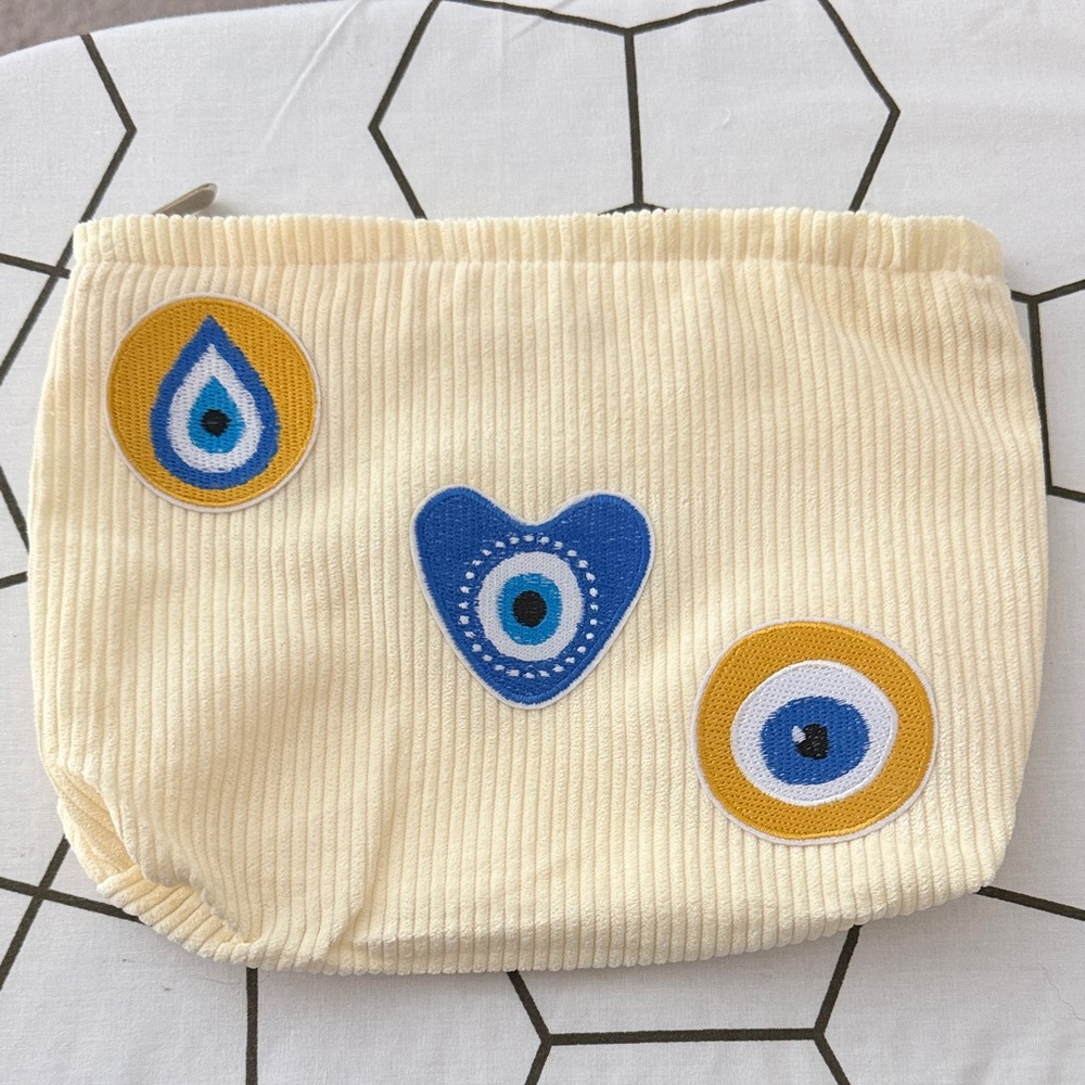 Corduroy Pouches with Evil Eye Designs